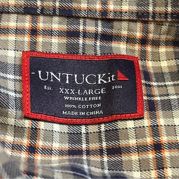 UNTUCKit‎ Men's Navy and White Long Sleeve Plaid Checkered Shirt Sz 3X-Large - Picture 5 of 11